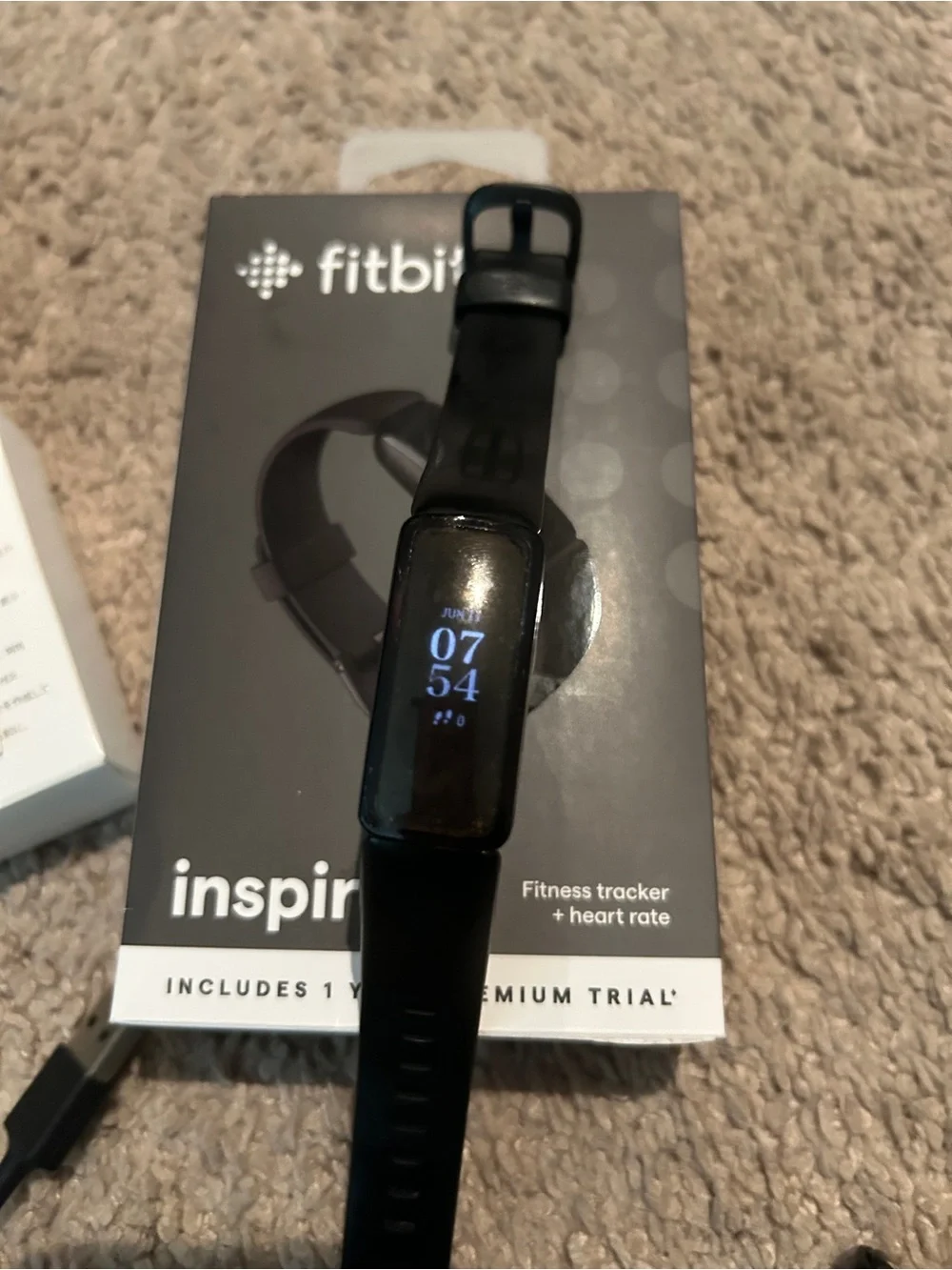 fitbit Inspire 2 Fitness Tracker with Black Charging Cable and Box